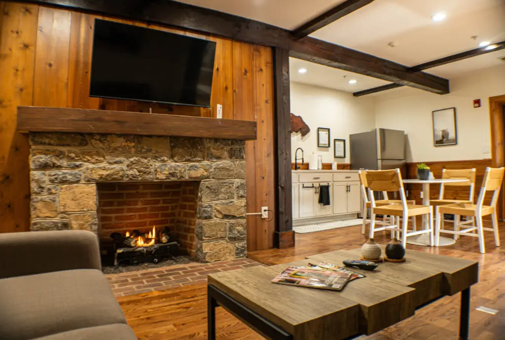 After a nice hike or shopping enjoying sitting by the fireplace.